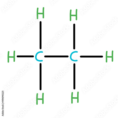 Simple structural diagram of an ethane molecule.