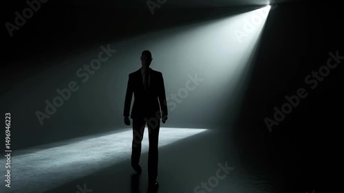 Silhouette of a person in spotlight
