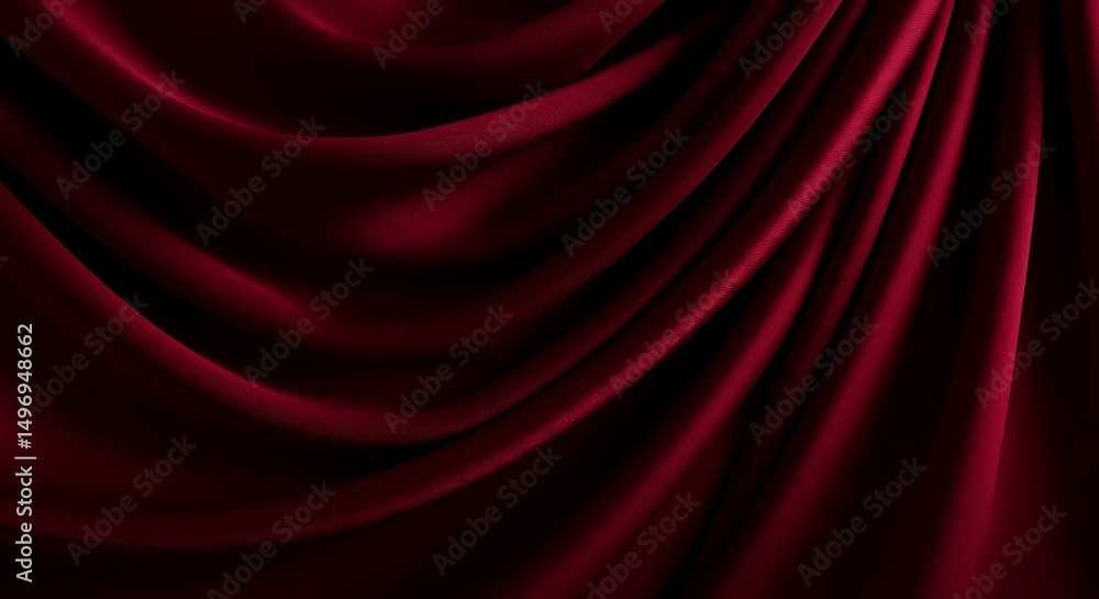 Obraz premium Black and Deep Red Elegance Folded Satin Curtain Background for Premium Design Projects