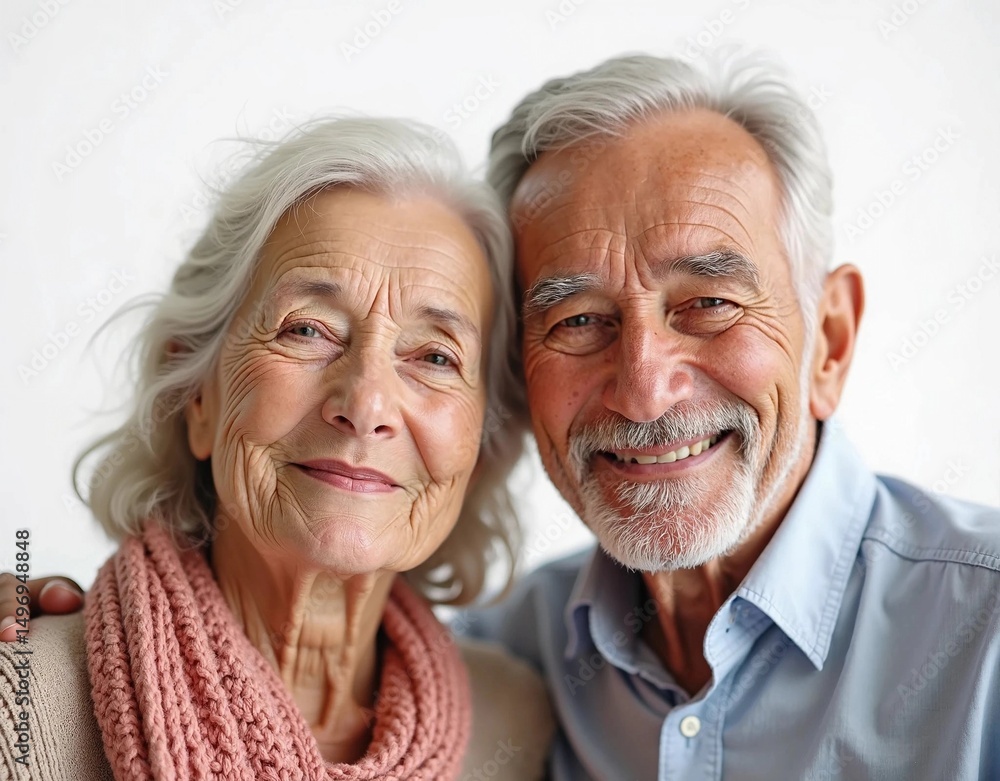 Senior romantic couple ethnic happy together isolated on white background. Generate AI Senior romantic couple ethnic happy together isolated on white background. Generate AI