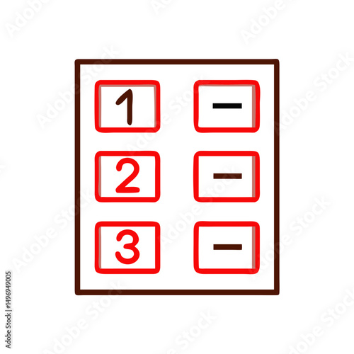 Numeric data input panel with numbered boxes in red outline  