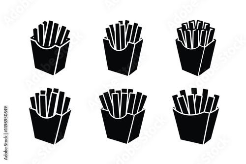 3d style crispy golden fries icon with shadows
