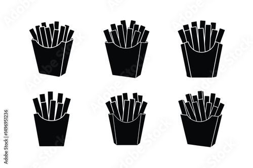 3d style fast food french fries vector icon with shadows