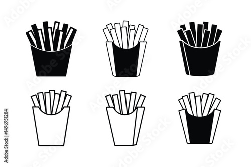 3d style tasty french fries vector icon with shadows