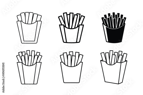 3d style fast food snack fries icon with shadows