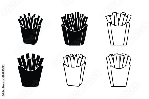 3d style delicious fast food fries icon with shadows