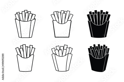 3d style fresh crispy fries icon with shadows