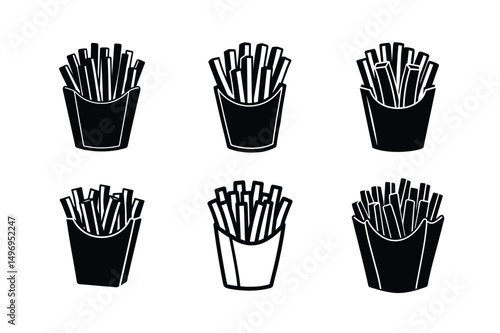 3d style hand cut potato fries icon with shadows