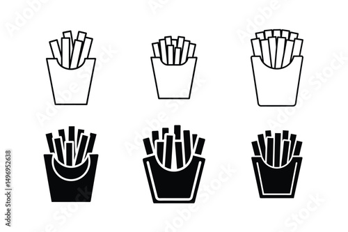 3d style classic fast food fries icon with shadows