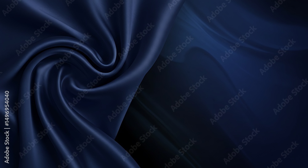 Obraz premium Sophisticated Depth Elegant Dark Silk Folds in a Lustrous Blue Tone