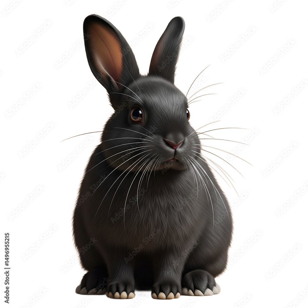 Obraz premium Elegant Black Rabbit Portrait in Watership Down Style - Digital Art Illustration