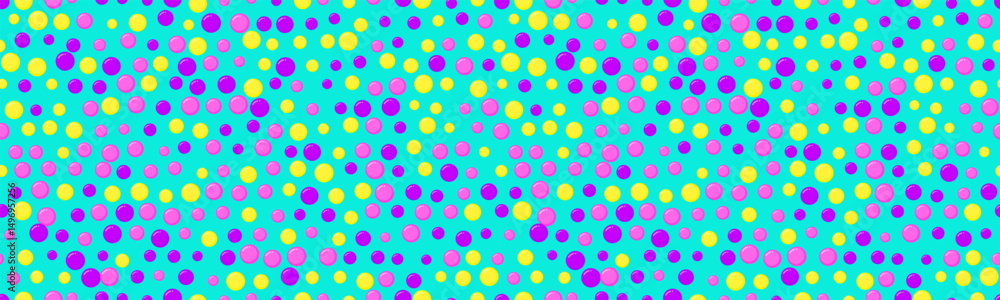 Vibrant teal backdrop adorned with a scattered array of colorful circles in pink, purple, and yellow. Vibrant teal backdrop adorned with a scattered array of colorful circles in pink, purple, and yellow.
