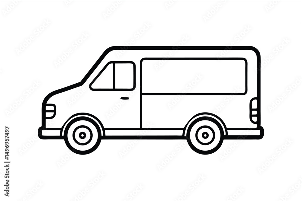 Courier Delivery Truck Vector Line Art Icon for Transportation and Logistics Courier Delivery Truck Vector Line Art Icon for Transportation and Logistics