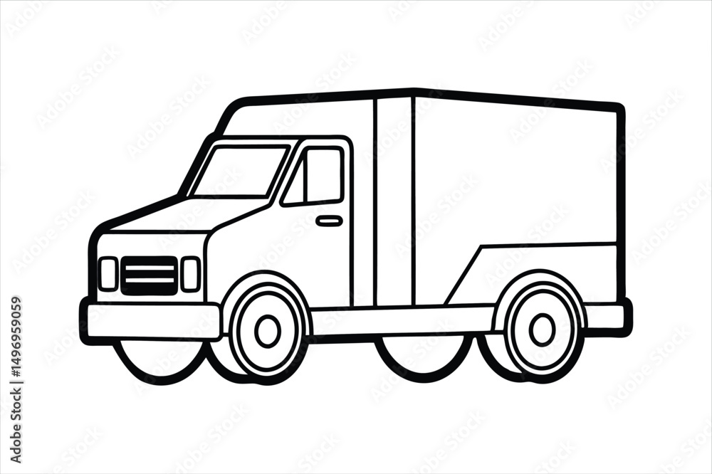 Fototapeta premium Vector Line Art of a Truck for Automation and Vehicle Design Projects