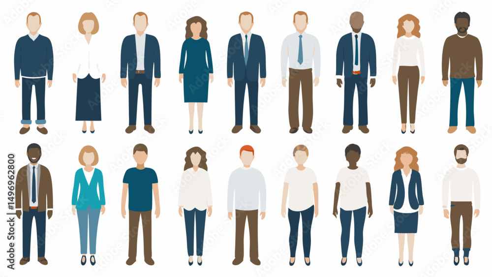 A diverse group of business people and managers, including men and women in suits, are standing as a team, their silhouettes illustrating corporate success and teamwork A diverse group of business people and managers, including men and women in suits, are standing as a team, their silhouettes illustrating corporate success and teamwork