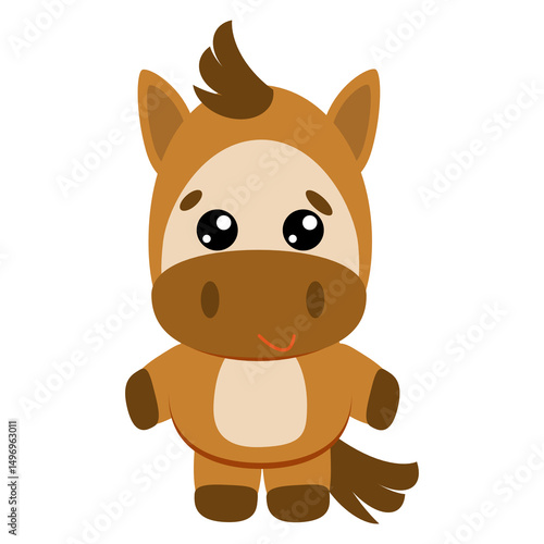 Cute Cartoon Horse Clipart, Kawaii Farm Animal Character
