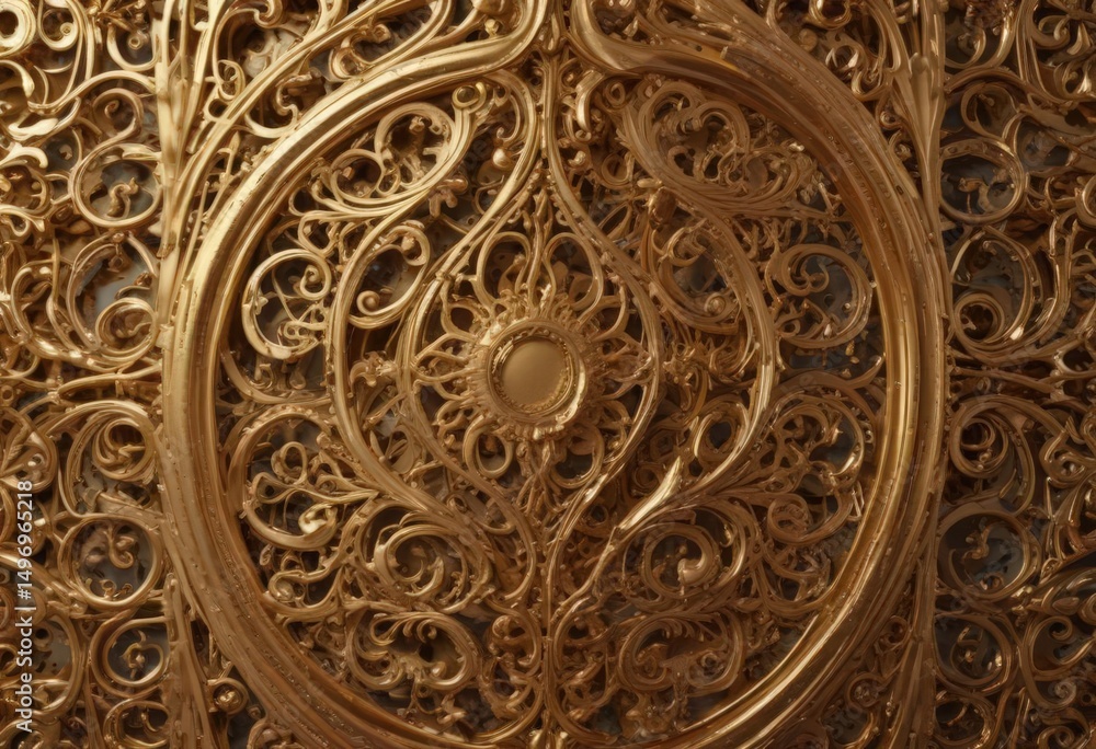 Obraz premium Intricate gold metallic filigree, abstract backdrop , rich, ornate pattern
