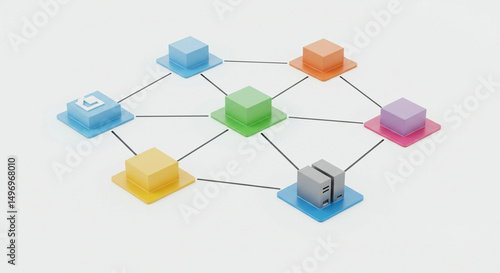 Colorful network of connected digital nodes