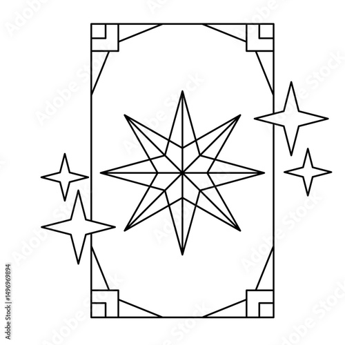 Outline Stylized of Tarot Card With Shiny Effect