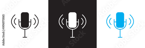 Podcast radio icon .   Vector for websites, mobile interfaces, logp, presentations, banner, visual branding etc. Vector illustration. isolated on white and black background. EPS 10