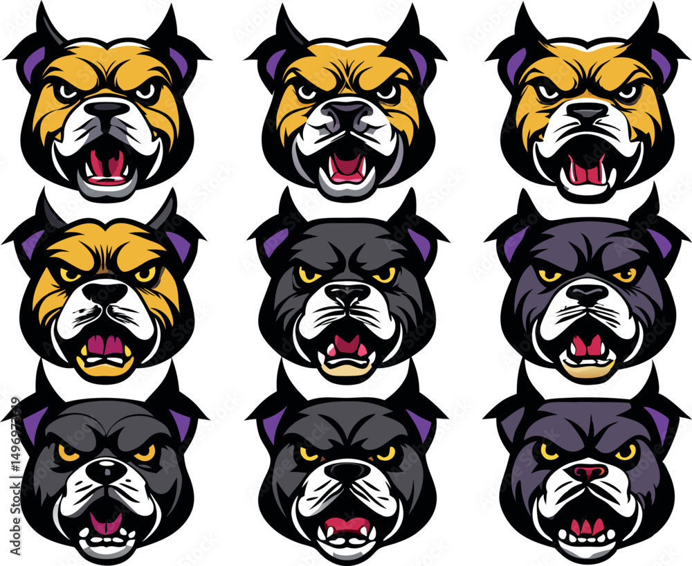 Fototapeta premium set of funny cartoon dogs