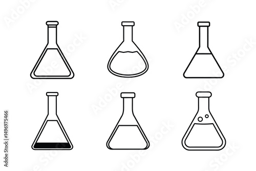 beaker and flask vector set flat icons with clean style two