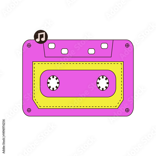 Retro Analog Cassette isolated transparent background. Vector illustration of Analog audio tape. Perfect element for retro musical poster cover t-shirt print. EPS 10
