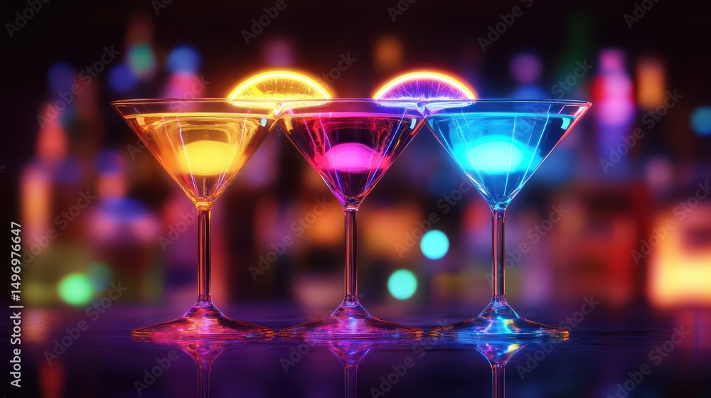 Neon Cocktails: A Vibrant Array of Glowing Drinks for Nightlife Celebration Neon Cocktails: A Vibrant Array of Glowing Drinks for Nightlife Celebration