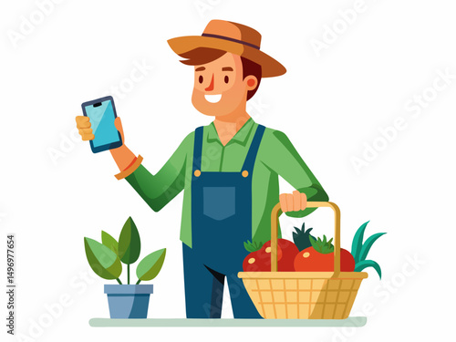  a smart farmer operating a soil testing device in