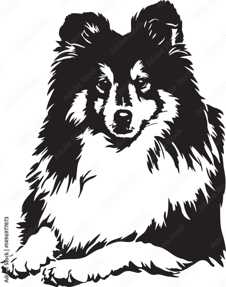 Obraz premium laying Sheltie dog