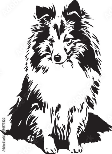 black and white Sheltie dog