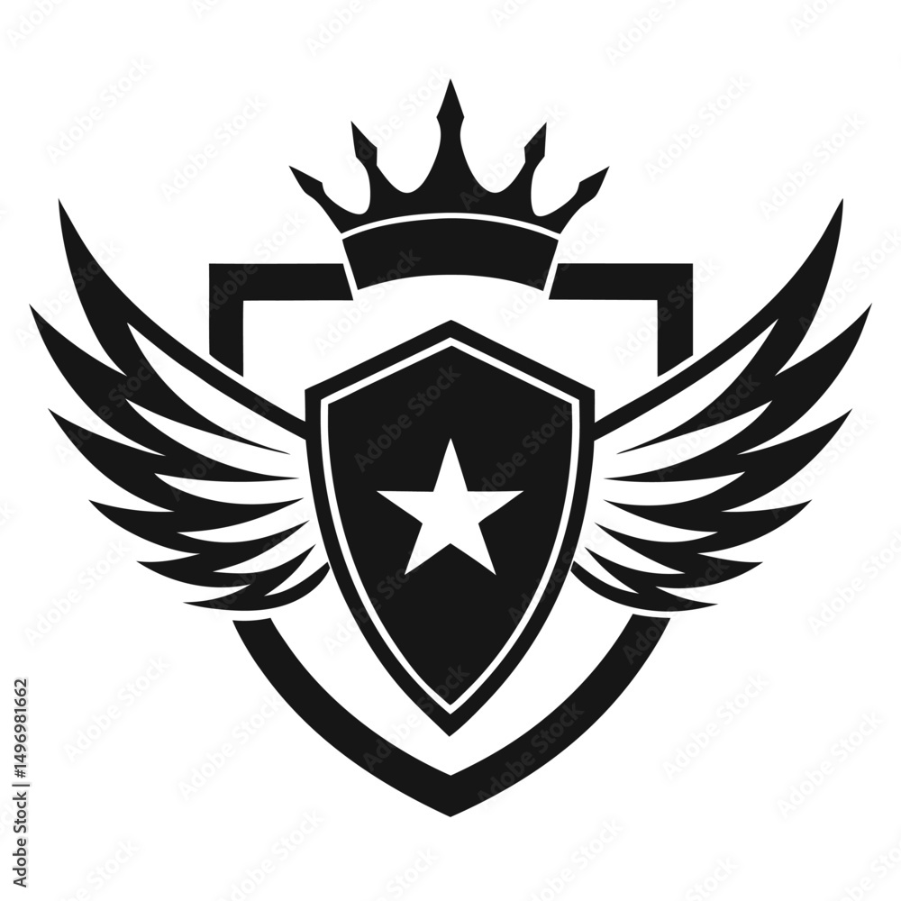 Obraz premium Heraldic Emblem Shield Wings Crown Vector