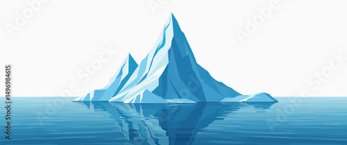 Iceberg in arctic sea vector simple 3d smooth isolated on white background