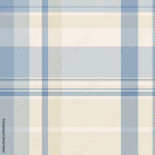Serene blue and cream plaid pattern.  Perfect for textile design, wallpaper, or website backgrounds.  Subtle texture and calming color palette evoke feelings of tranquility and sophistication.