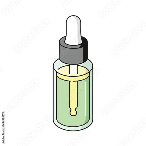 Dropper bottle icon for skincare app or beauty UI, minimal vector style isolated on transparent background