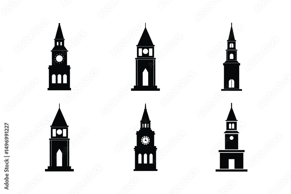 Obraz premium Classic Tower Architecture Vector Illustration