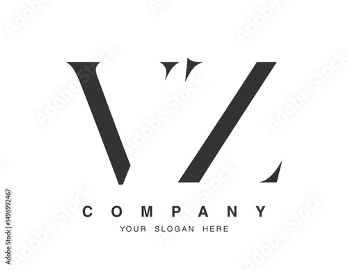 VZ logo design. Initial letter v and z serif font style. Creative classic company name typography. Trendy logotype or identity.