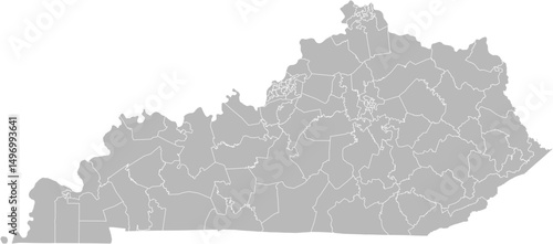 Kentucky state house districts vector map (Web Mercator projection, PPT-compatible & fully editable)