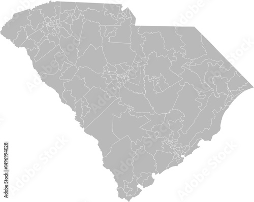 South Carolina state house districts vector map (Web Mercator projection, PPT-compatible & fully editable)
