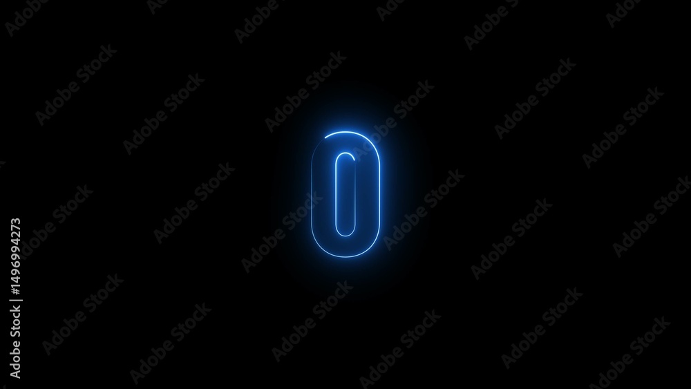 Glowing blue colour neon light 0 number countdown timer illustration background. Glowing blue colour neon light 0 number countdown timer illustration background.