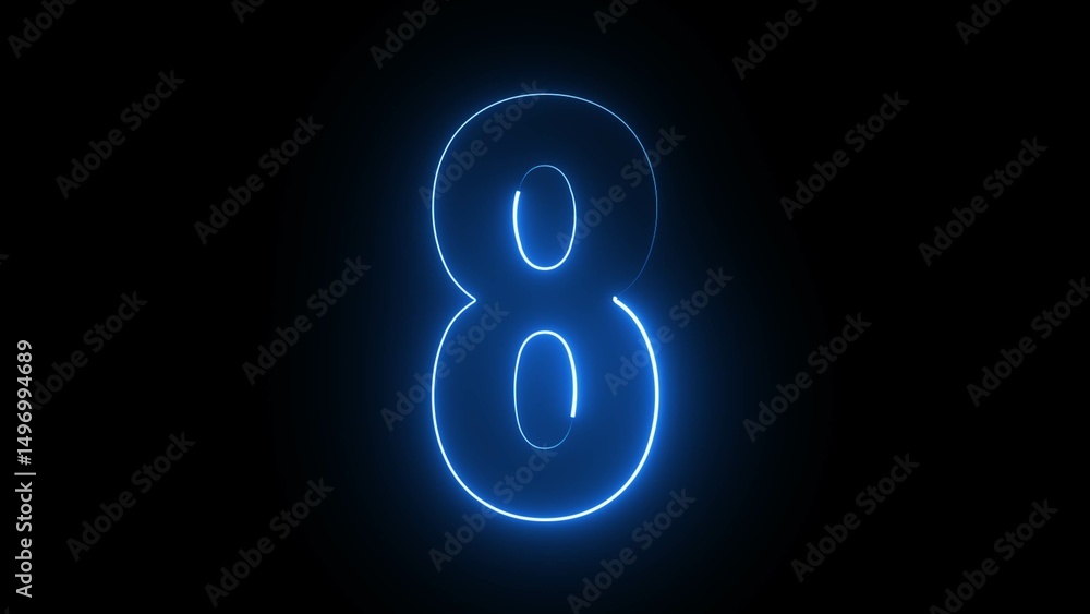 Neon countdown number 8. Eight number text icon background illustration. Neon countdown number 8. Eight number text icon background illustration.