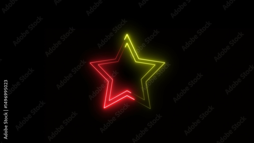 Glowing neon star frame icon background illustration 4k. Glowing neon star frame icon background illustration 4k.