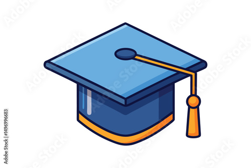 3d graduation cap icon in flat style vector illustration