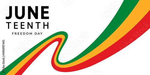 Abstract curved Juneteenth ribbon isolated on a transparent background. Juneteenth banner. June 19. African American history and heritage. Vector illustration