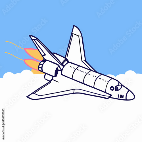 Space Shuttle Launching Through Clouds Illustration