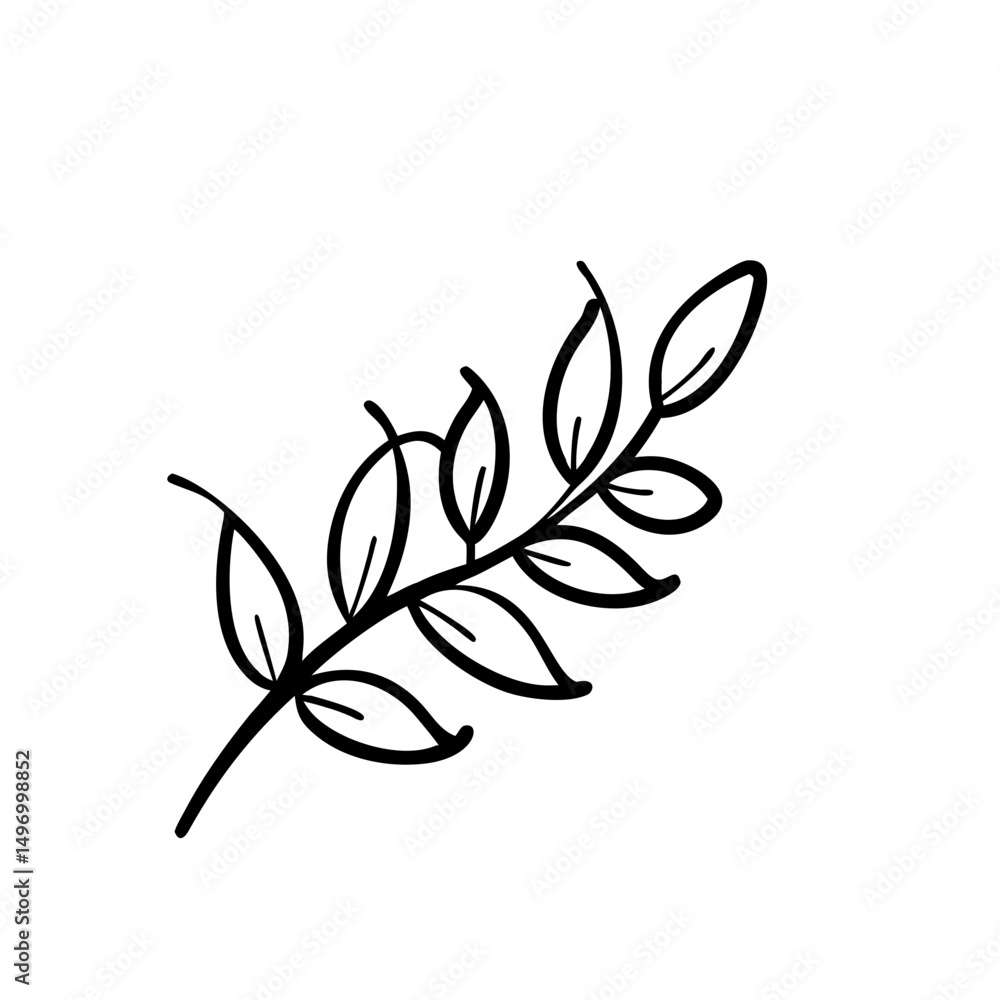 Obraz premium hand drawn sketch botanical branch Outline Icon