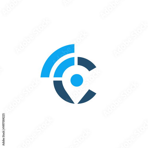 Letter C With map locations and network logo design concept template Free Download Letter C With map locations and network logo design concept template - GFXLoad