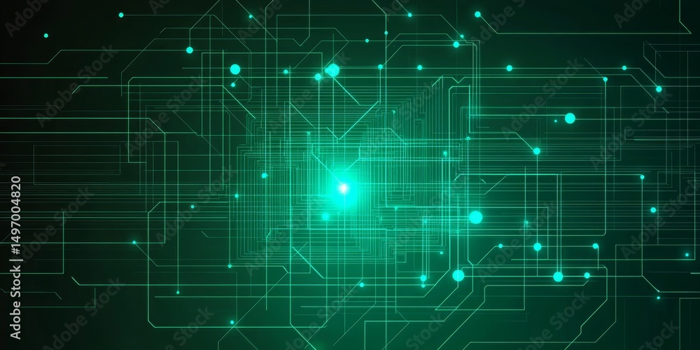 Abstract Representation of a Circuit Board with Glowing Nodes Abstract Representation of a Circuit Board with Glowing Nodes