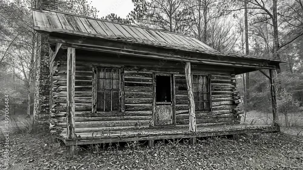 Abandoned log cabin surrounded by autumn foliage Abandoned log cabin surrounded by autumn foliage