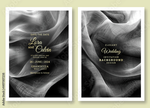 Wedding invitation template, business brochure template, luxury textile art black and white flyer design, universal background, versatile vector background, creative brochure template, party